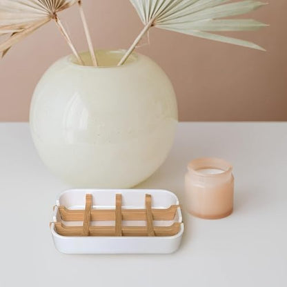 Aoheuo Modern Bamboo Fiber soap Holder and soap Dish Combination (Removable),5.12 Long by 3 Wide, 0.98 inches high, Used in Kitchens, bathrooms, and bar Sinks (White,Gray,Off White)
