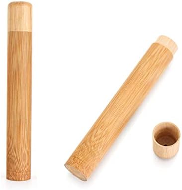 HomeSoGood 2Pcs Natural Bamboo Toothbrush Tube, Toothbrush Holder Toothbrush Case for Home and Travel 21cm