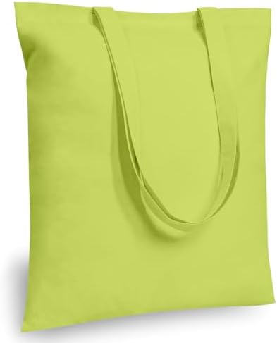 TOPDesign 6-Pack Economical 16"x15" Apple Green Cotton Tote Bag, Lightweight Medium Reusable Grocery Shopping Cloth Bags, Suitable for DIY, Advertising, Promotion, Gift, Activity