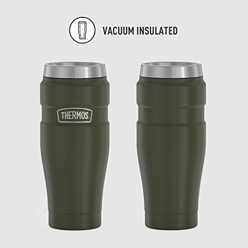 THERMOS Stainless King Vacuum-Insulated Travel Tumbler, 16 Ounce, Army Green (Pack of 4)