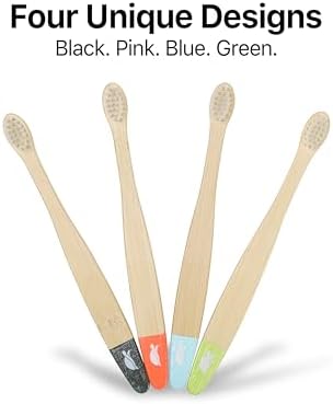 Sea Turtle Plant-Based Bristles, Ultra-Soft Bamboo Toothbrushes, Natural Toothbrush for Babies (4 Pack)