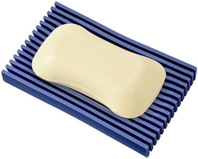 Aoheuo Modern Minimalist Soap Dish (1Pack),Drainage Silicone Soap Holder,5.5 Long by 3.15 Wide,0.55 inches high,Used for Kitchen,Bathroom,and Bar Sink(Blue)