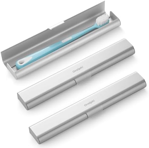 2 Pack Aluminum Toothbrush Travel Case, Portable Travel Toothbrush Holder, Durable Manual Toothbrush Box Container for Traveling, Bathroom, Camping, Business Trip