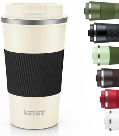 KETIEE 12oz Travel Mug: Vacuum Insulated Coffee Cup with Leakproof Lid