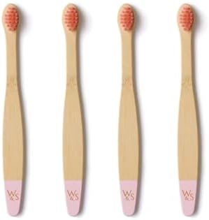 Wild & Stone Organic Baby Bamboo Toothbrushes | 4 Pack | Soft Bristles | 100% Compostable Handle | BPA Free | Vegan Baby Toothbrushes (Baby Pink)