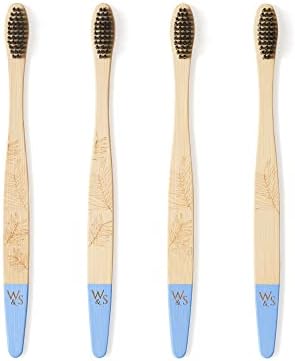 Wild & Stone | Firm Bristle Organic Bamboo Toothbrush | Four Handle Patterns | Firm Fibre Bristles | 100% Biodegradable Handle | Vegan Eco Friendly Bamboo Toothbrushes