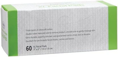 ForPro Pure & Simple XL Facial Pads, 60ct, 3"x3", Vegan & Cruelty-Free