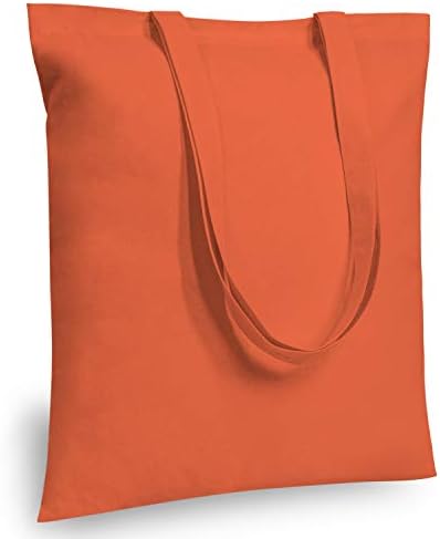 TOPDesign 24-Pack Economical 16"x15" Orange Cotton Tote Bag, Lightweight Medium Reusable Grocery Shopping Cloth Bags, Suitable for DIY, Advertising, Promotion, Gift, Activity