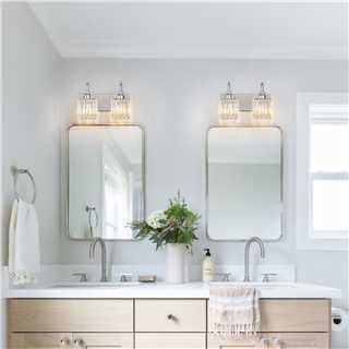 BBLLWJ Modern Bathroom Vanity Light 2-Light Chrome Crystal Light Fixtures Over