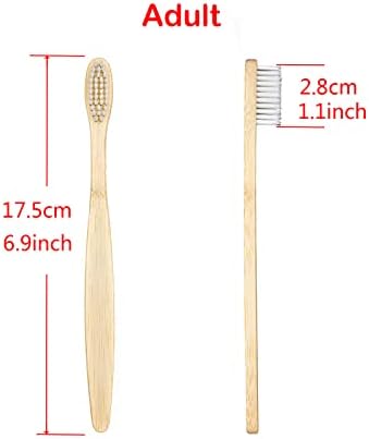 SEVENHEAD 2 PCS Bamboo Toothbrushes for Adults - Soft Bristles, Natural Biodegradable, BPA Free, Eco-Friendly, White