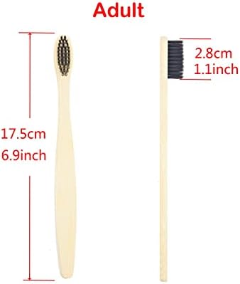 SEVENHEAD 2 PCS Bamboo Toothbrushes With Soft Bristles for Adults - Natural Biodegradable BPA Free Eco-Friendly Wooden Black Toothbrush