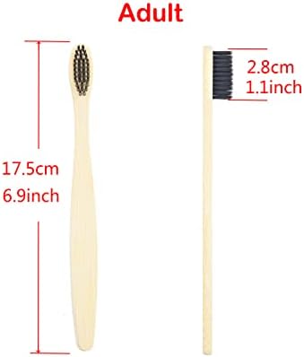 SEVENHEAD 10 PCS Bamboo Toothbrushes Soft Bristles Wooden Toothbrushes for Adult, Natural Biodegradable BPA Free Eco Friendly Toothbrushes Black