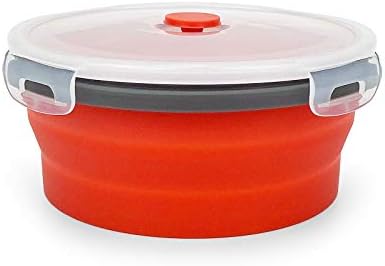 CARTINTS 1200ml Large Collapsible Meal Prep Containers, Reusable Silicone Food Storage Containers, Stackable Fridge Storage Containers, With Leakproof Lids, Microwave and Freezer Safe, Red