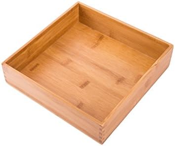 Bamboo Wardrobe Clothes Jewellery Organizer Box Square Oragnizer Boxes Wooden Snack Nut Storage Boxes, Bamboo 8"*8"