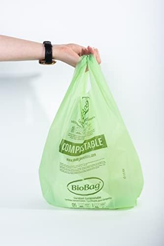 2.6 Gallon Compostable Bags with Handles by BioBag, 150 Count, BPI Certified, Meets ASTM D6400 Standards, Made in USA, Easy-Carry Kitchen Bin Liners