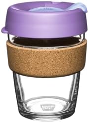 KeepCup Brew Cork, Reusable Glass Tumbler with Natural Cork, Tall Coffee Cup 12oz / 340ml - Moonlight