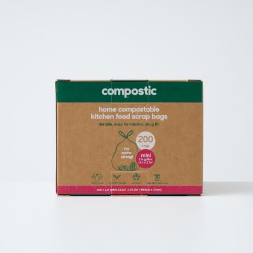 Compostic Compostable Trash Bags, 1.6 Gallon Mini Bin, 200 Ct