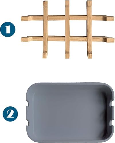 Aoheuo Modern Bamboo Fiber soap Holder and soap Dish Combination (Removable),5.12 Long by 3 Wide, 0.98 inches high, Used in Kitchens, bathrooms, and bar Sinks (Gray(3 Pack))