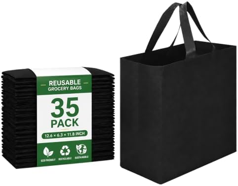 Reusable Grocery Bags 12.6 * 6.3 * 11.8 in - Non Woven Totes Bag with Reinforced Handles, Shopping Bags Bulk