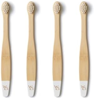 Wild & Stone Organic Baby Bamboo Toothbrushes | 4 Pack | Soft Bristles | 100% Compostable Handle | BPA Free | Vegan Baby Toothbrushes (White)