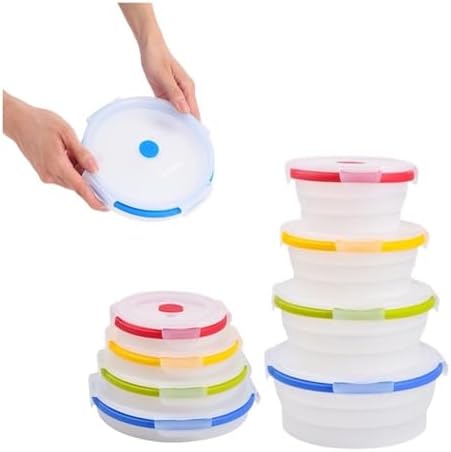 ECOBERI Collapsible Food Storage Containers with Lids, 4 Piece, 14-40 oz
