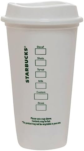 Starbucks White Reusable Plastic Travel Mug/Cup/Tumbler Grande Medium, 16oz 473ml