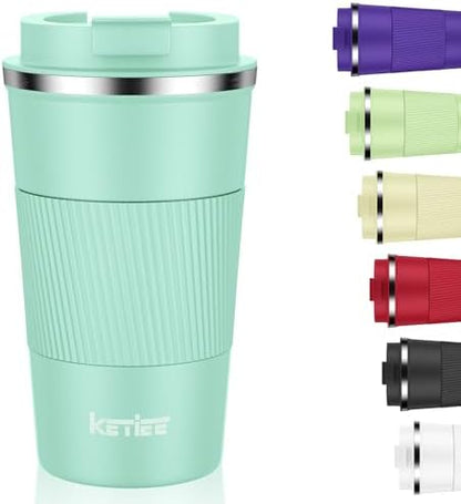 KETIEE 12oz Coffee Mug: Vacuum Insulated Coffee Cup with Leakproof Lid, Travel Coffee Mug Stainless Steel Double Walled Reusable Coffee Cup for Hot and Cold Water Coffee