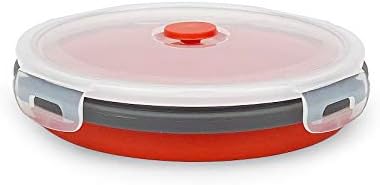 CARTINTS 1200ml Large Collapsible Meal Prep Containers, Reusable Silicone Food Storage Containers, Stackable Fridge Storage Containers, With Leakproof Lids, Microwave and Freezer Safe, Red