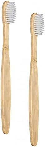 SEVENHEAD 2 PCS Bamboo Toothbrushes for Adults - Soft Bristles, Natural Biodegradable, BPA Free, Eco-Friendly, White