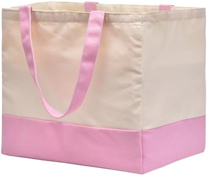 Canvas Reusable Grocery Bags Heavy Duty, 8.3 gal Foldable Large Tote Bag with Handles, Holds 60 lbs Canvas Shopping Bags, 1 Pack