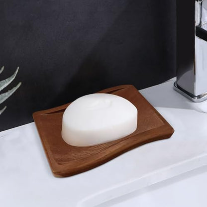 Aoheuo Soap Holder,Soap Dish for Shower, Walnut, 5.3 inches Long, 3.5 inches Wide, 0.6 inches High, for Kitchen, Bathroom, and Bar Sinks