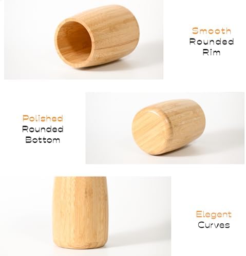 Bamboo Toothbrush Holder 2 Pack, Simple Cylindrical Tumbler Set