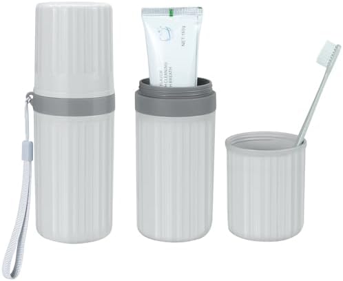 Mulbozy Travel Toothbrush Holder, Large Travel Toothbrush Cup Case, Portable Travel Toothbrush Toothpaste Makeup Storage for Business Trip Camping School - Gray