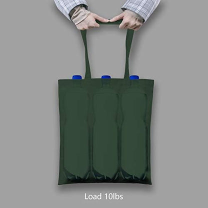 TOPDesign 12-Pack Economical 16"x15" Green Black Cotton Tote Bag, Lightweight Medium Reusable Grocery Shopping Cloth Bags, Suitable for DIY, Advertising, Promotion, Gift, Activity