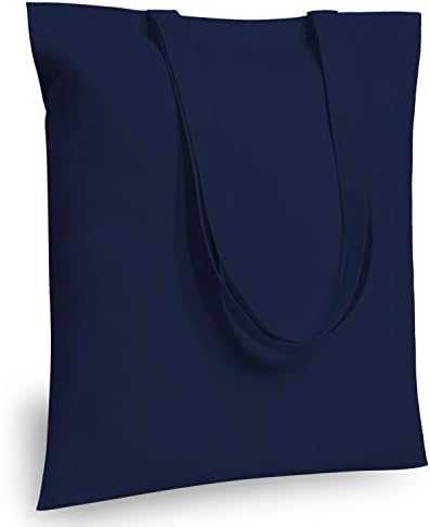 TOPDesign 24-Pack Economical 16"x15" Navy Blue Cotton Tote Bag, Lightweight Medium Reusable Grocery Shopping Cloth Bags, Suitable for DIY, Advertising, Promotion, Gift, Activity