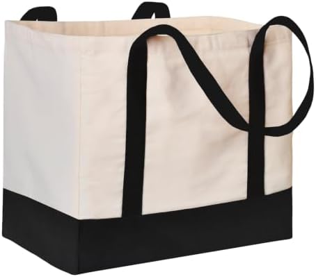 Large Canvas Tote Bag for Women, Shopping Bags for Groceries with Pockets