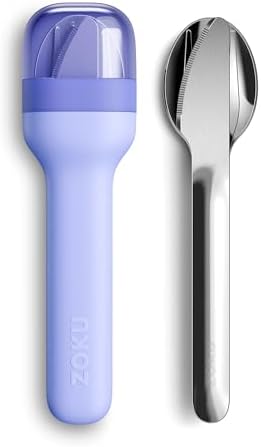 Zoku Pocket Utensil Set Stainless Steel Fork, Knife, and Spoon in Case Blue