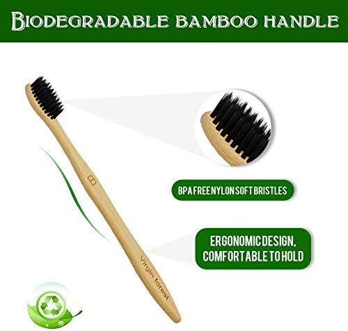 Virgin Forest Bamboo Toothbrushes 10pk, Soft BPA Free Biodegradable