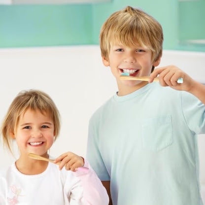 Isshah Biodegradable Bamboo Kids Toothbrush - Spiral Soft Bristles - 6 Pack