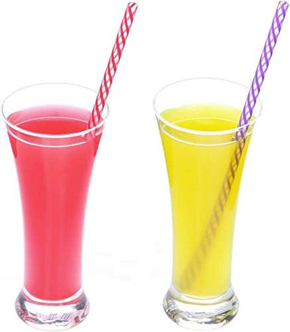 Dakoufish 12 Piece 13 Inch Reusable Plastic Thick Drinking Straws BPA Free Mason Jar Straws Transparent Small Stripe (13inch, Mix 12color)