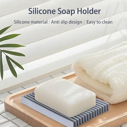Aoheuo Modern Minimalist Soap Dish (1Pack),Drainage Silicone Soap Holder,5.5 Long by 3.15 Wide,0.55 inches high,Used for Kitchen,Bathroom,and Bar Sink(Incanus)