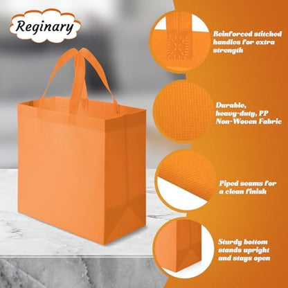 Reginary 100 PCS Non Woven Tote Bags Bulk,Orange
