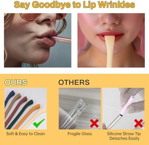 NiHome 6PCS Silicone Anti-Wrinkle Straws Fit for Stanley 40oz 30oz Tumblers