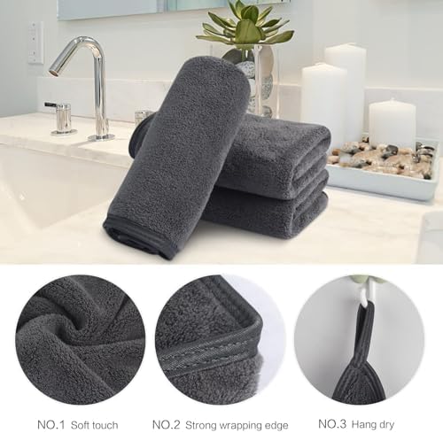 SINLAND Microfiber Facial Cloths Fast Drying Washcloth 12inch x 12inch Absorbent Face Wash Cloth Soft Makeup Remover Cloths