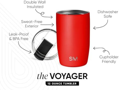 Simple Modern Travel Coffee Mug with Lid | 12oz | Red