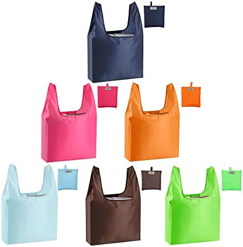 Large Reusable Bags Shopping Washable Foldable 6 Pack Grocery Bags Heavy Duty Lightweight Folding Gift Tote Bag Durable Polyester Color