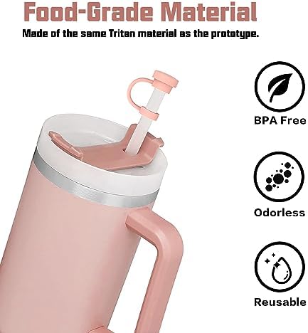 Replacement Straw Compatible with Stanley 40 oz 30 oz Tumbler, Accessories of 6 Straw Replacement with Cleaning Brush, 4 Color Leak Sproof Plug, 2 Silicone Cover Cap for Stanley