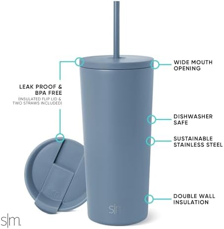 Simple Modern Iced Coffee Tumbler, Insulated | 20oz | Blue
