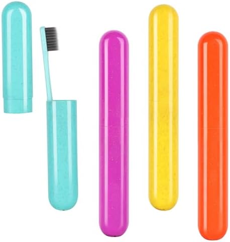 Hooqict 4 Pack Travel Toothbrush Case Portable Travel Toothbrush Holder Plastic Toothbrush Container Protector Cover for Traveling, Camping, Home, School, Business