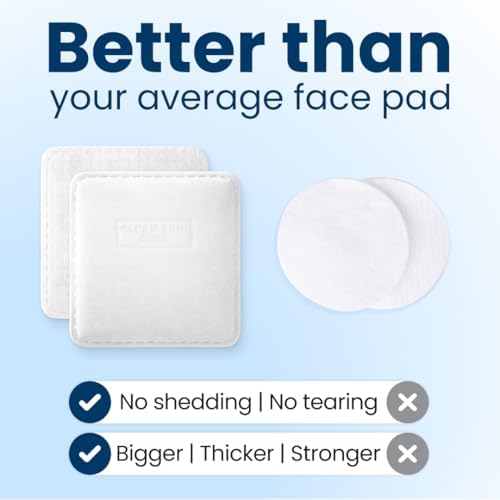 Clean Skin Club Clean² Pads 2.0 [NEW & Improved Edges] Guaranteed Not to Shed & Tear, Unique Triple Layers, Textured Side & Ultra Soft Side, Organic Disposable Cotton, Pair with Makeup Remover 2 Pack